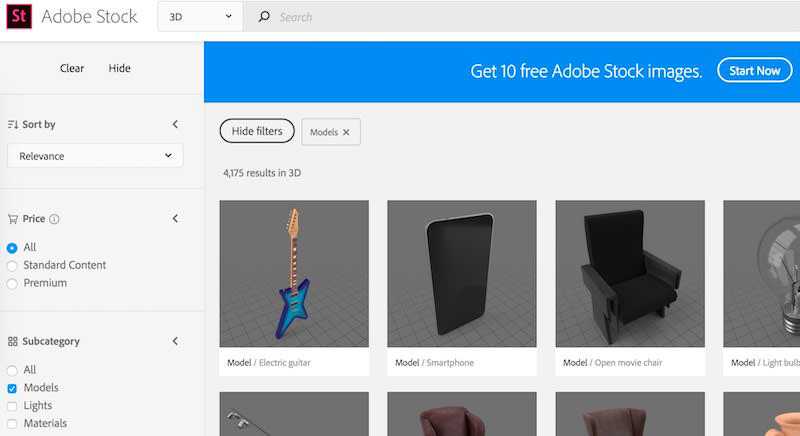 Adobe Stock's 3D models