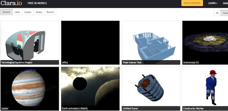 Clara.io's 3D models