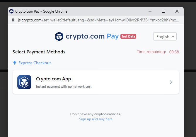 Crypto.com Pay checkout procedure