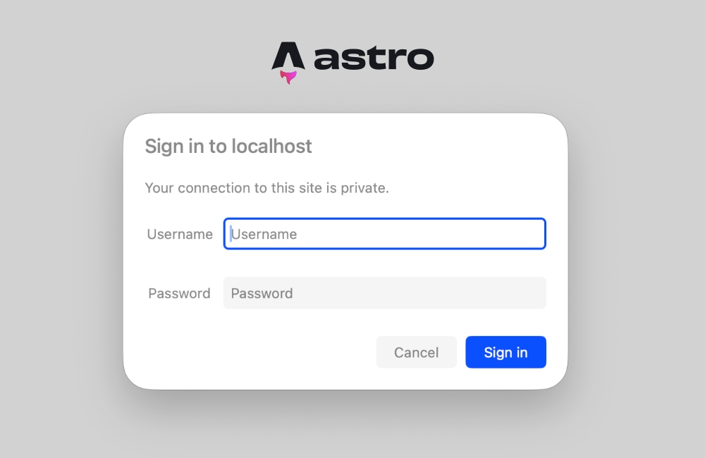 Astro login prompt