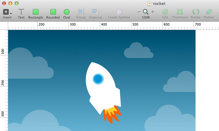 Rocket and clouds illustration