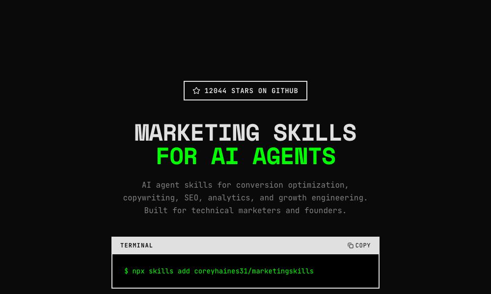 Marketing Skills website homepage