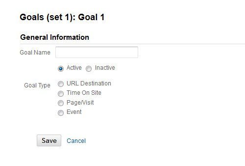 Detailed view of goal types in Google Analytics