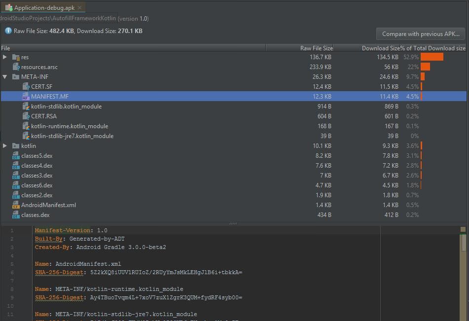 Android Studio 3.0 includes improved APK Analyzer