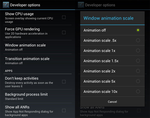 Disable Animations