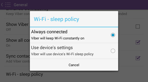 Change WiFi Sleep Policy