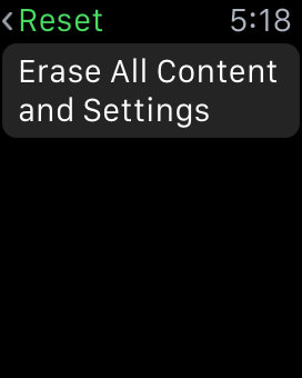 erase content settings on apple watch