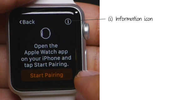 Tap i icon on apple online watch