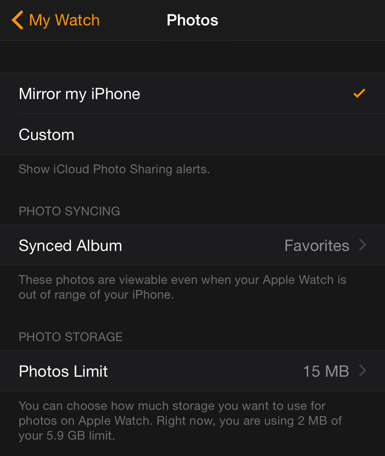 sync photos to apple watch