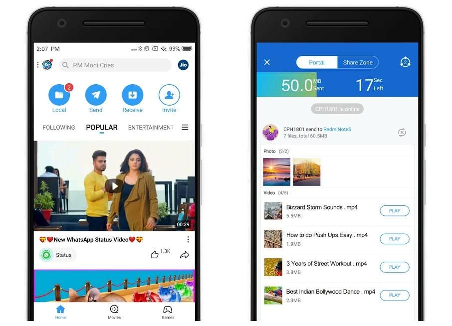 SHAREit для более быстрого обмена файлами на Android