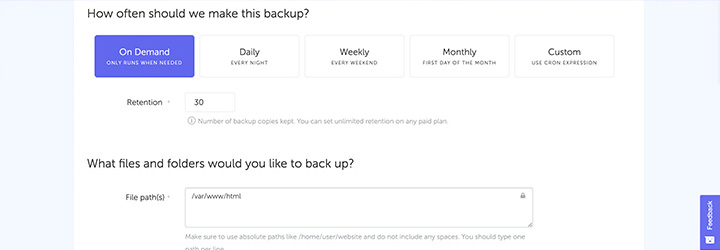 backup website screenshots