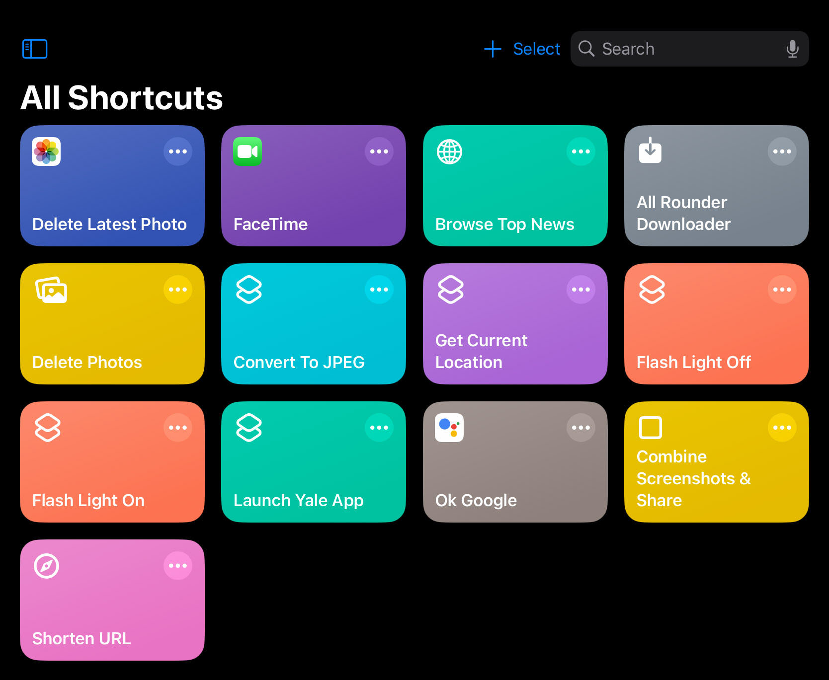 Shortcut App Interface