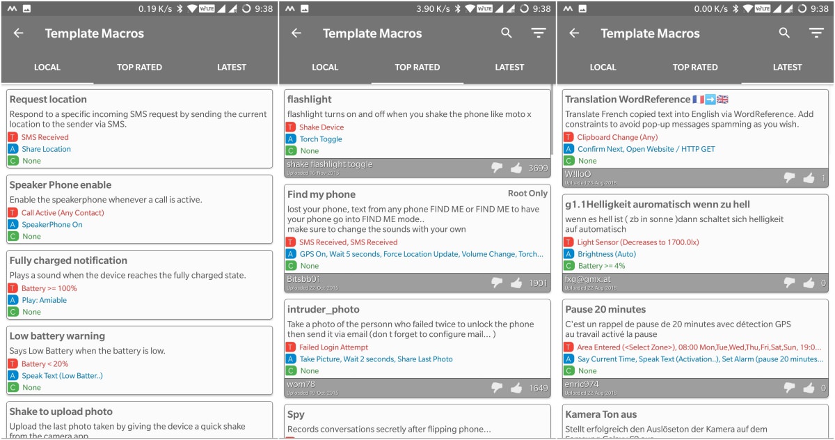 Macro templates in MacroDroid