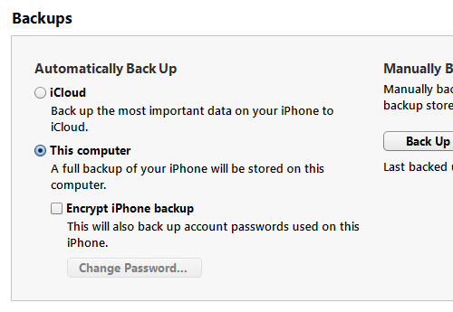 iTunes backing up iPhone SMS data