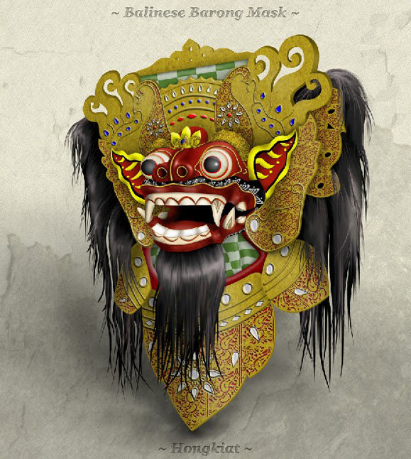 barong mask drawing