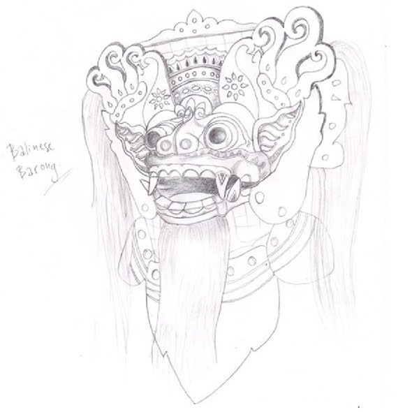 barong mask drawing