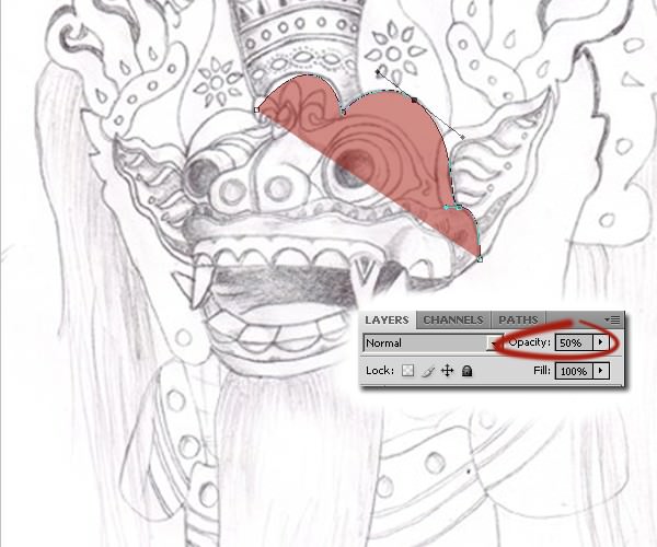 barong mask drawing