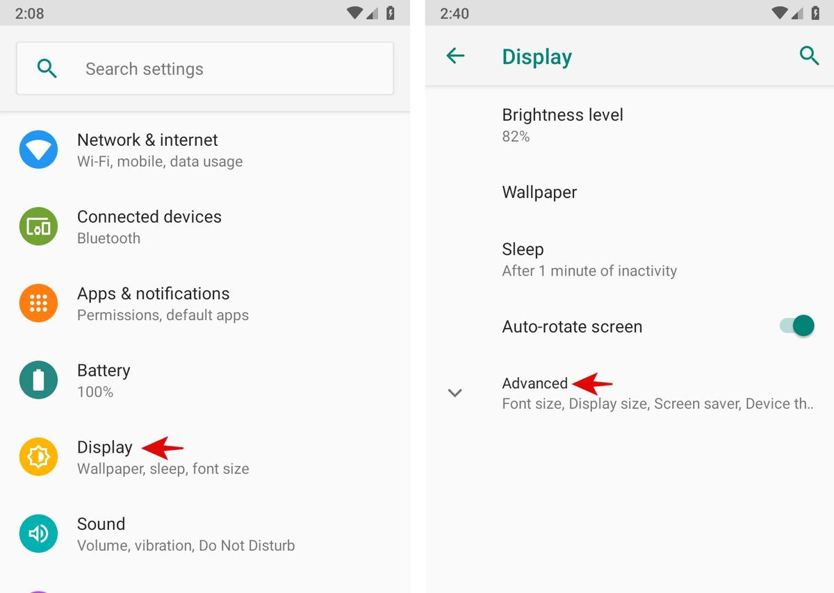 Check the Display Settings in Android