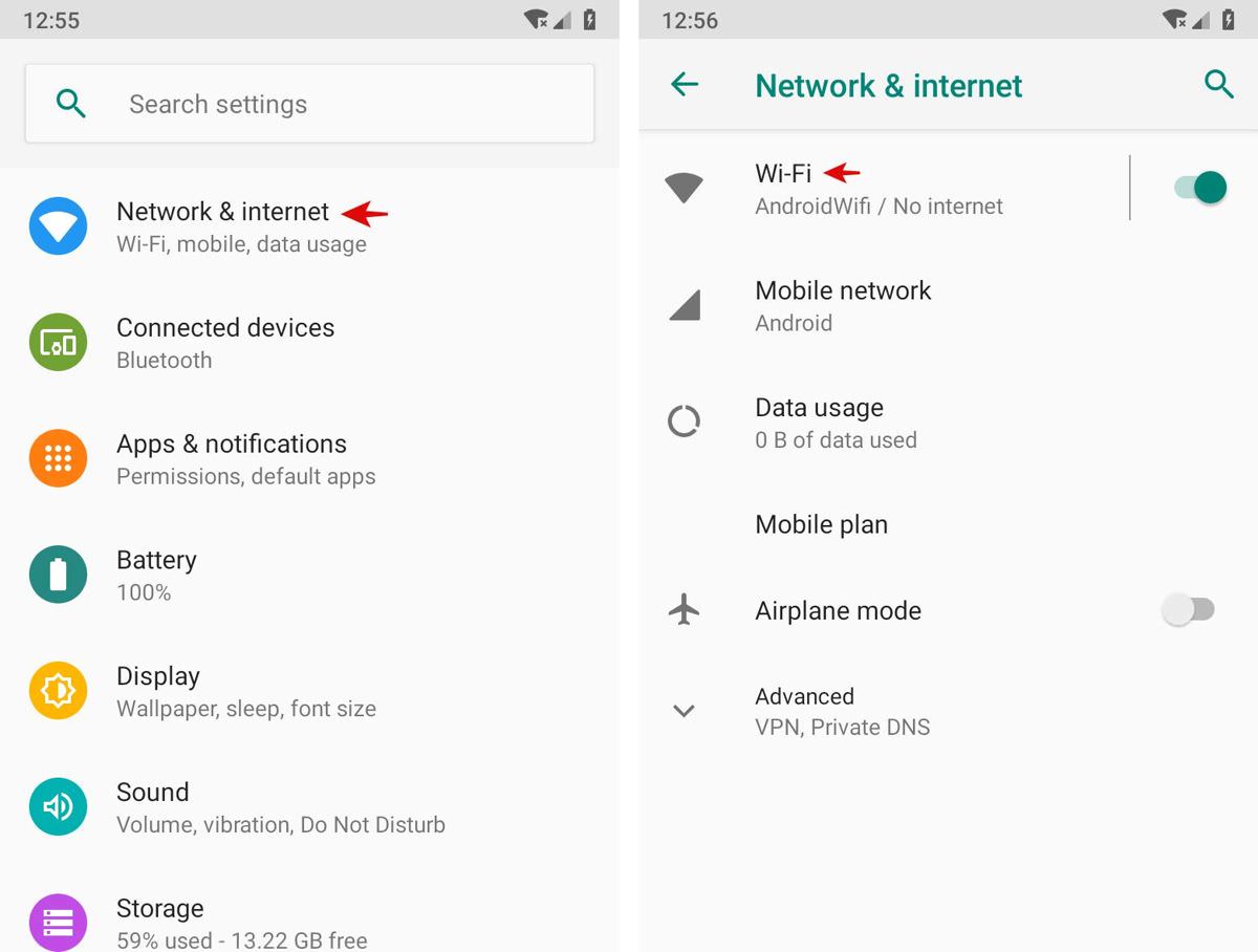 Open Wi-Fi Settings in Android