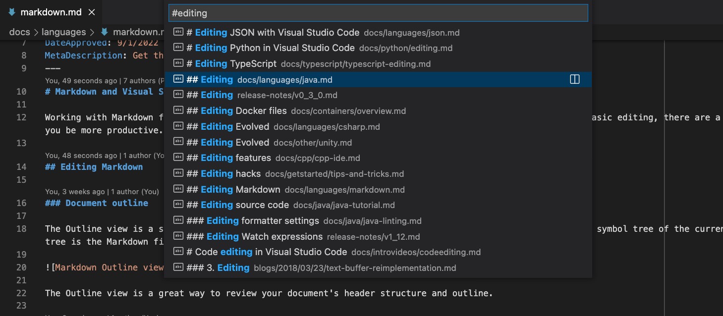 VS Code markdown