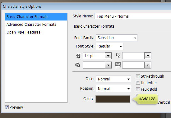 Configuring Character Style settings