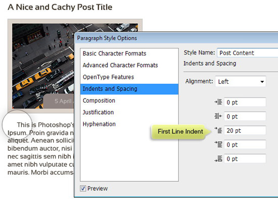 Applying Paragraph Style to content