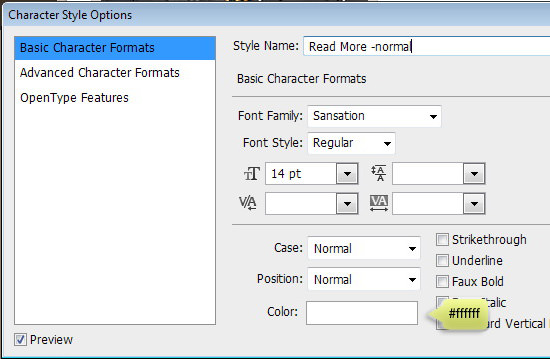 Saving button label as Character Style