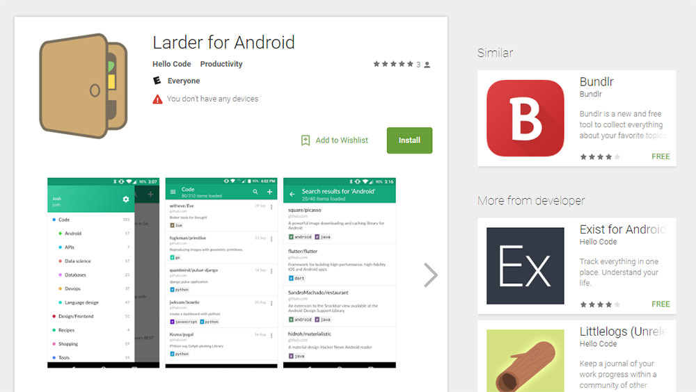 Larder app for Android