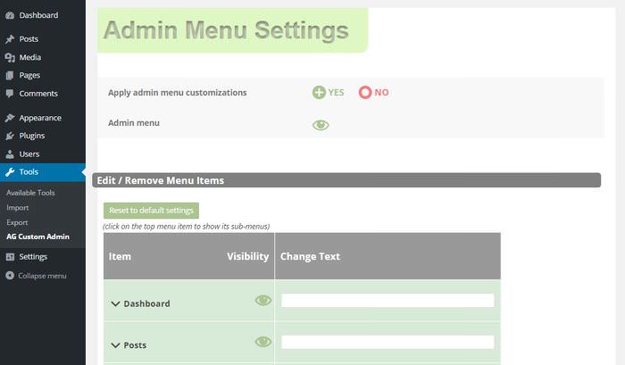 Admin Menu Settings 1