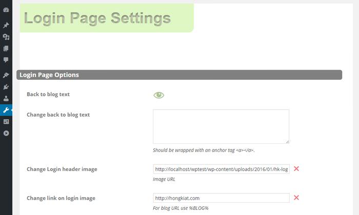 Login Page Settings