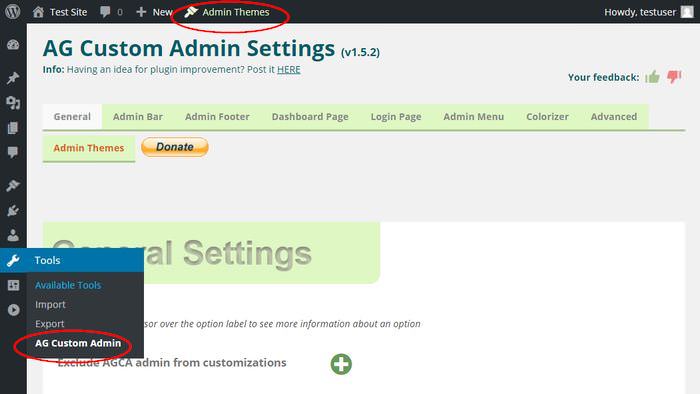 Main Admin Screen