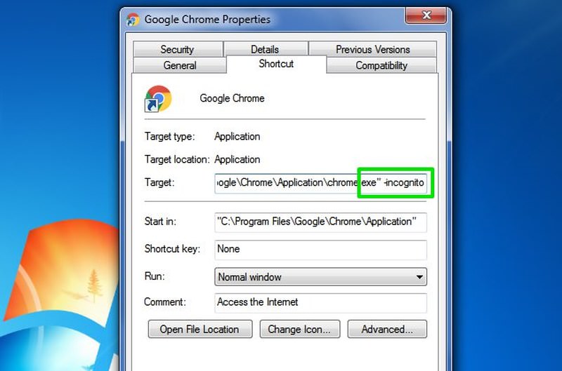 Start exe application. Open браузер. How - Google Chrome properties. URL private Mode.