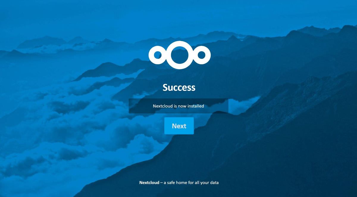 Nextcloud is now installed