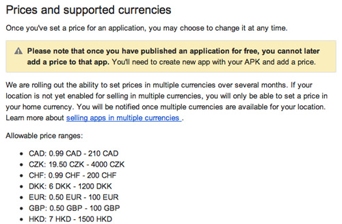 price and currencies