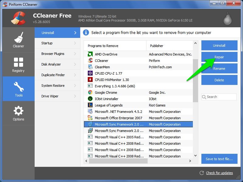 ccleaner uninstaller