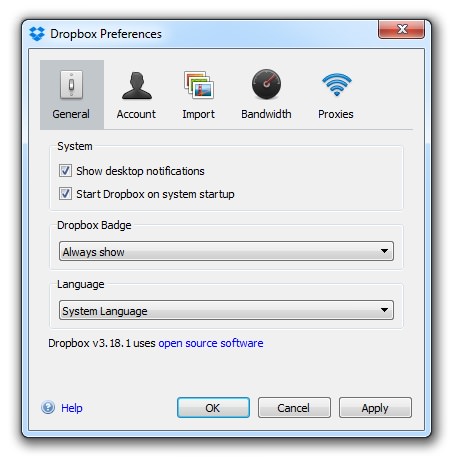 where is dropbox desktop app preferences