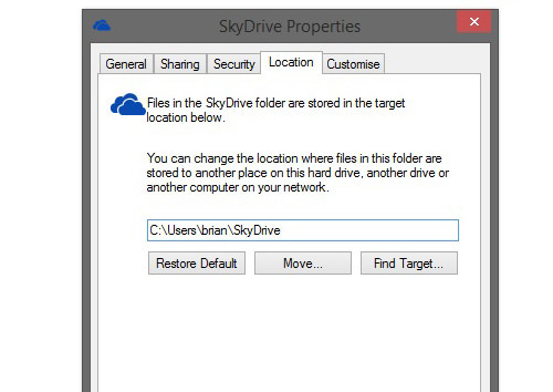 SkyDrive Folder Location