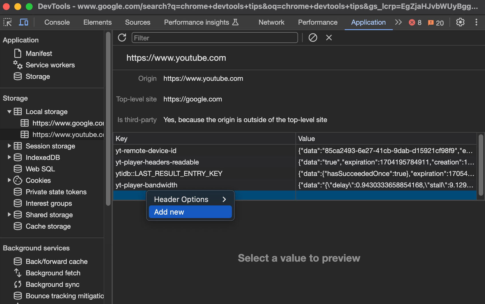 Adding new key-value pairs in client-side storage