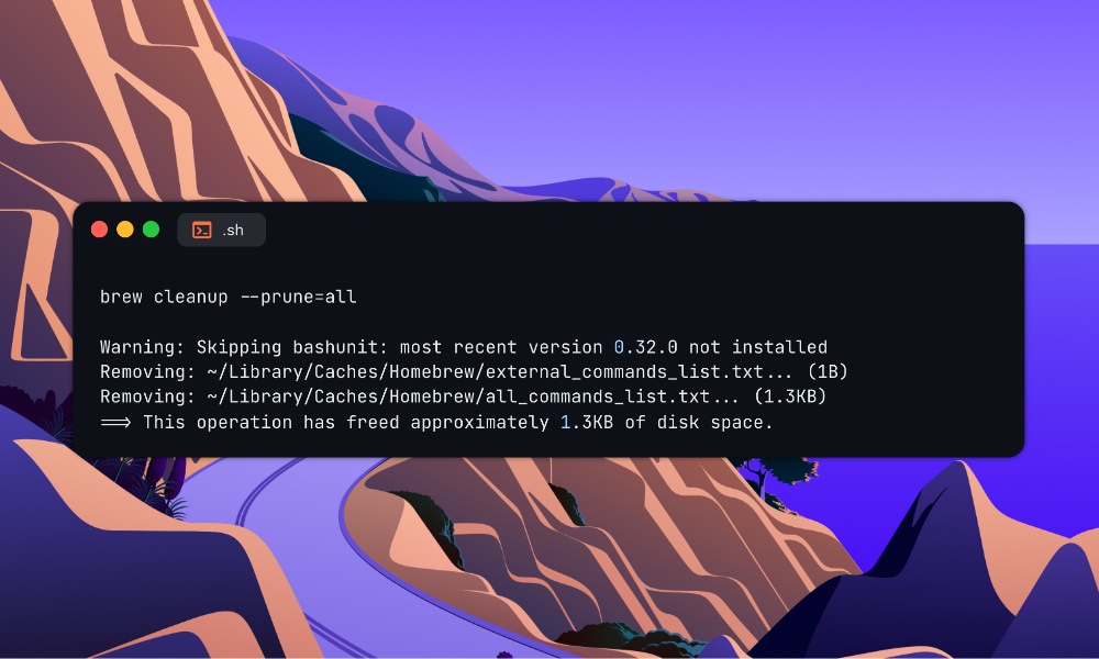 Homebrew cleanup command terminal screenshot