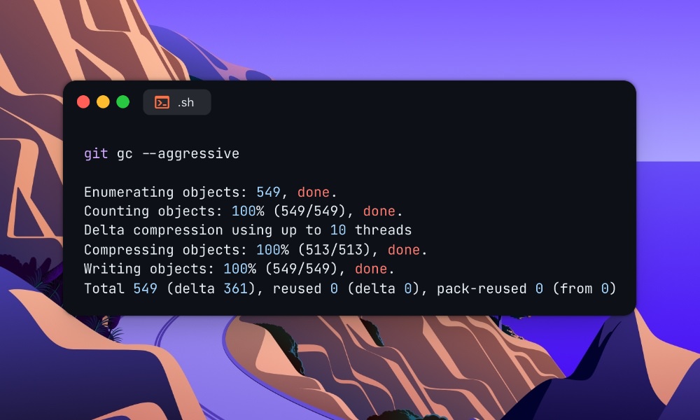 Git garbage collection terminal command