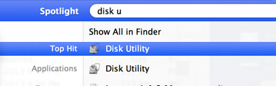 disk utility via spotlight