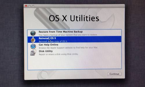 reset mac os x to factory