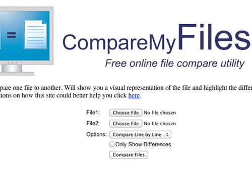 Screenshot of Compare my Files web app