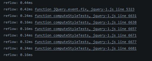 Reflow caused by height function in jQuery