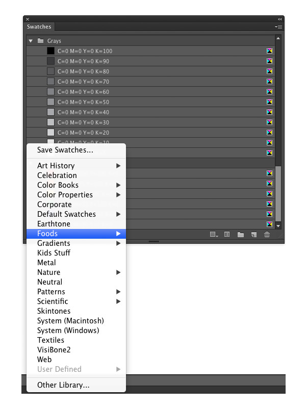 Organizing colors in the library