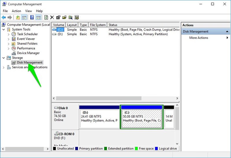 drive letter missing in disk management