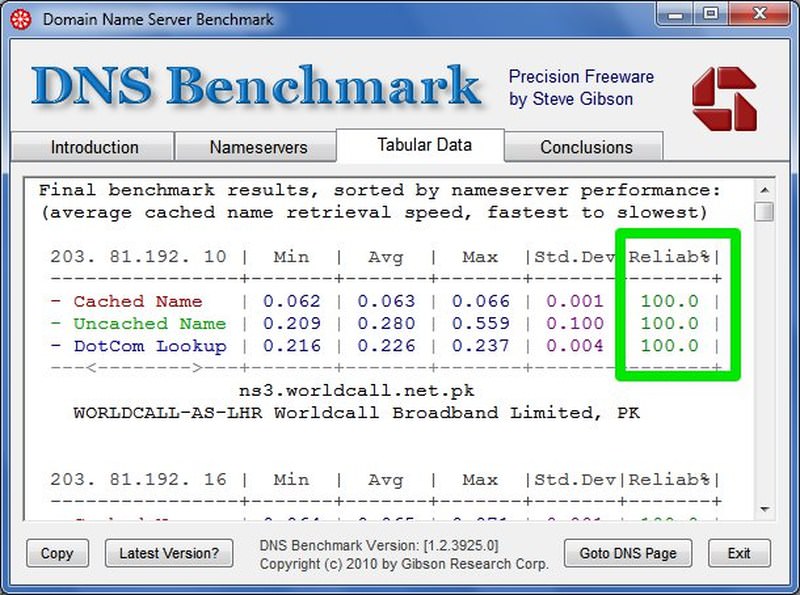 找到可靠的 dns 服务器