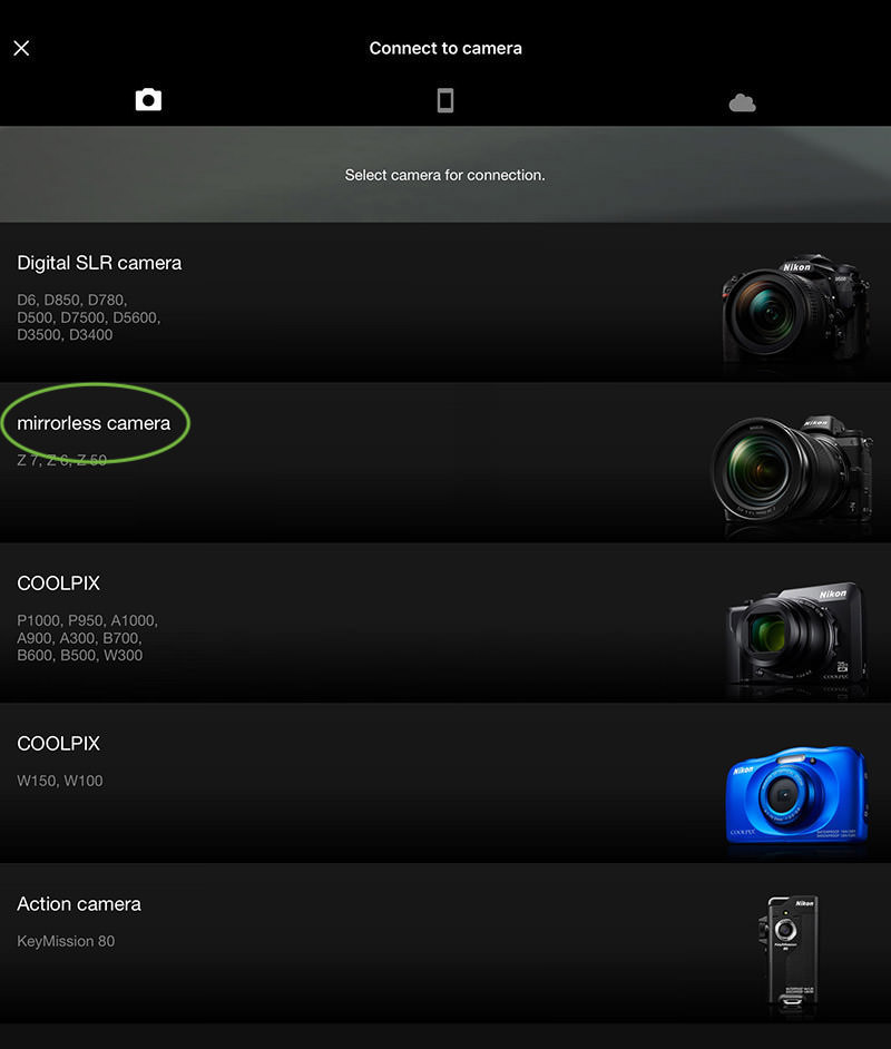 select camera type