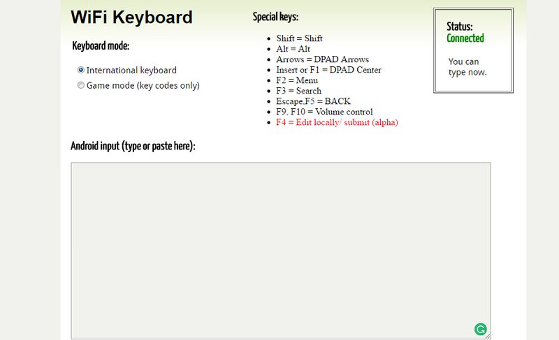 wifi keyboard web interface