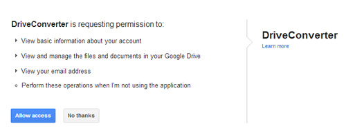 allow access to google drive